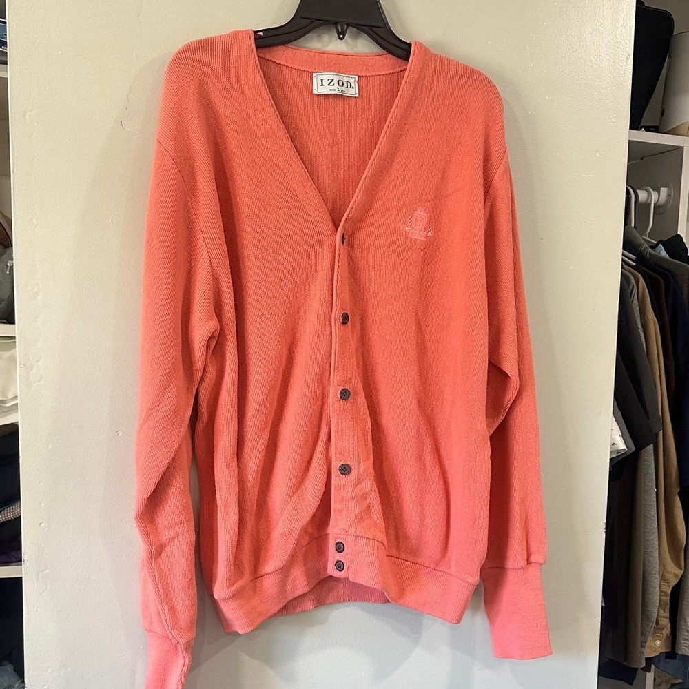 Izod Coral Button-Up Cardigan